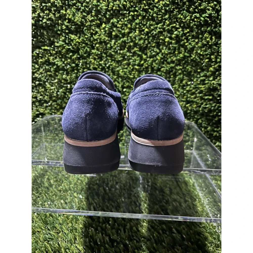 Clarks Zylah May Navy Suede Chain Loafers Platform Style Comfort Shoes Size 9M